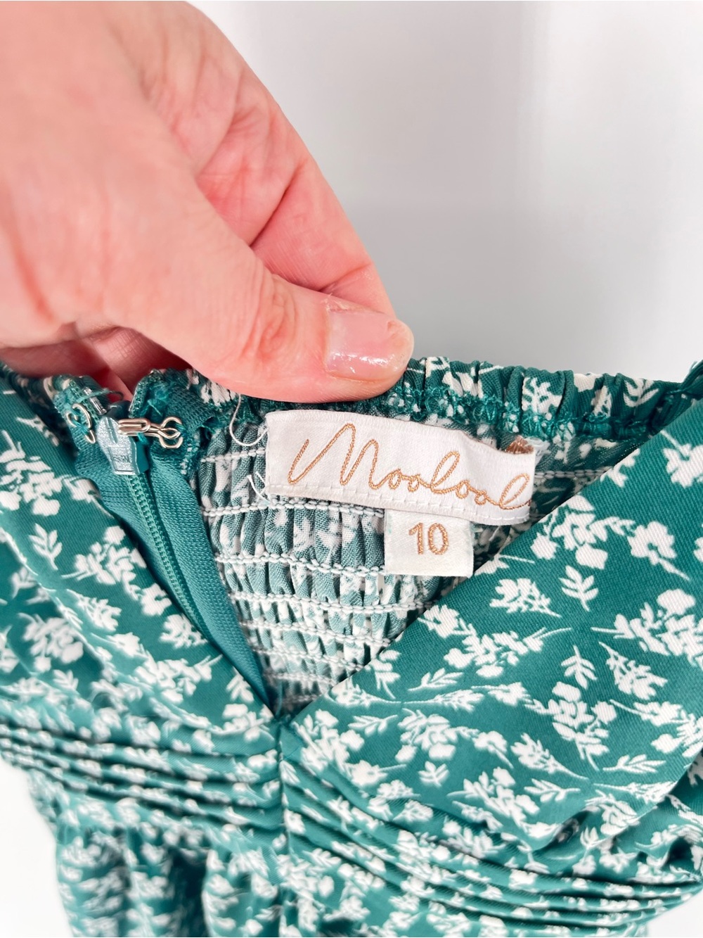 Mooloola Green Floral Mini Dress Size 10 Cottagecore Babydoll Sundress - Picture 5 of 9